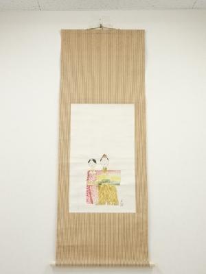 昭和24（1949）年　石丸一筆　かみ雛　肉筆紙本掛軸（共箱）